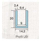 Profils muraux Profil U9 alu chromé brillant (la barre de 2.80 ml)